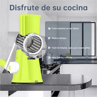 Foto 4 | Rallador Cortador Manual De Quesos Verduras 3 En 1 Cabezales Eo Safe Imports Esi-20348 Verde