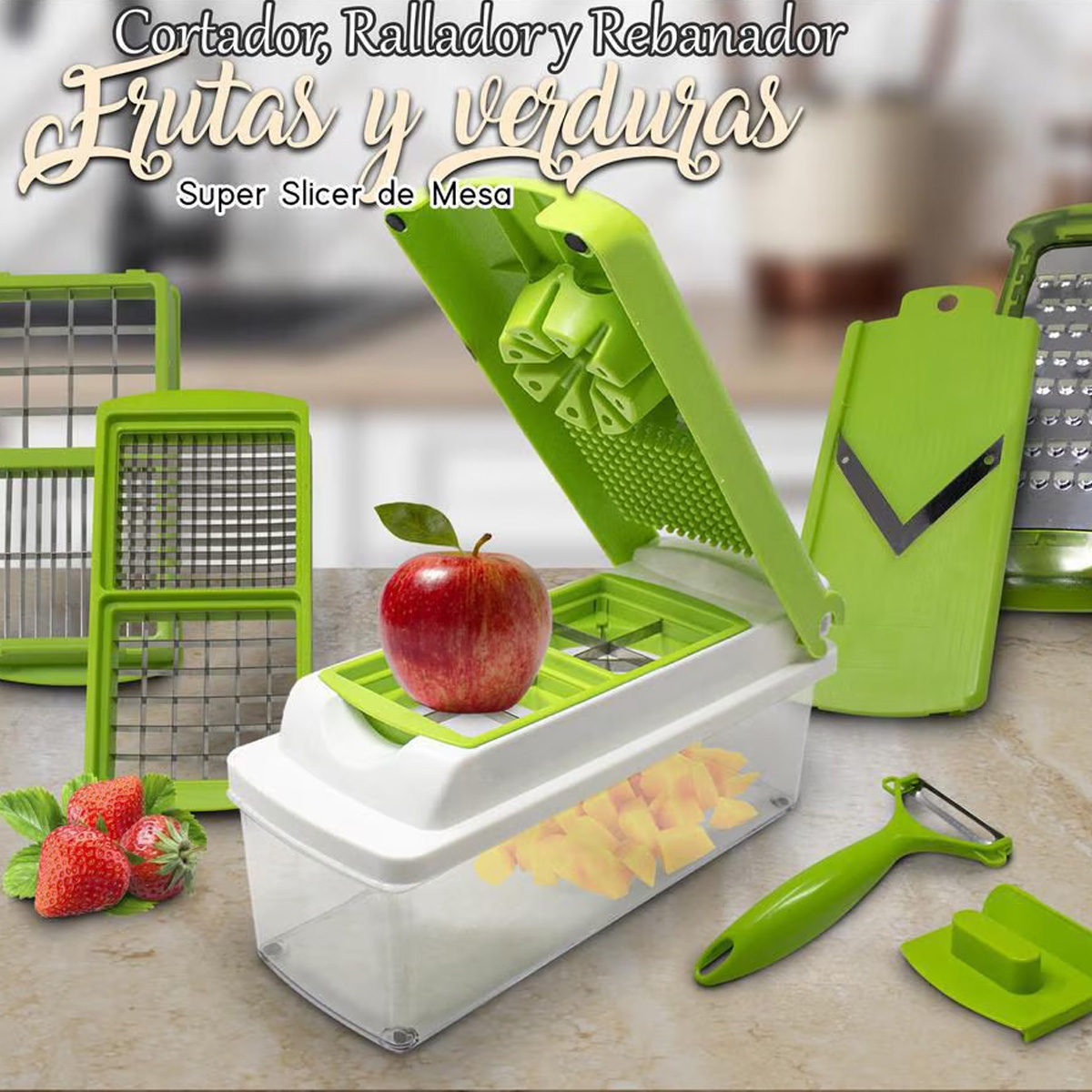 Foto 4 pulgar | Rallador Cortador Picador Rebanador Rayador Manual De Verduras Fruta Ensaladas Utensilios De Cocina Multifuncional