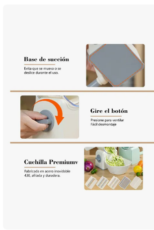 Foto 4 pulgar | Rallador Cortador Manual De Quesos Verduras 5 En 1 Cabezales