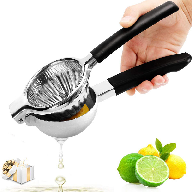 Venta Internacional - Exprimidor de Limones KitchenEclipse Plateado Acero Inoxidable de Gran Tamaño