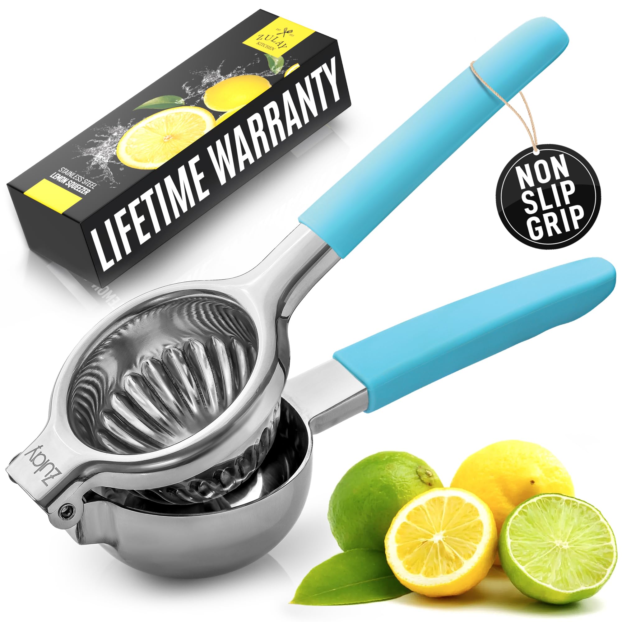 Foto 1 | Exprimidor de Limones Zulay de Acero Inoxidable con Asas de Silicona Azul - Venta Internacional