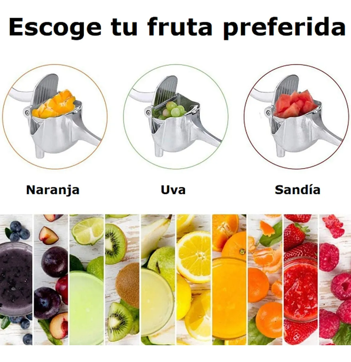Foto 4 pulgar | Exprimidor de Frutas Kimhi Manual de Acero Inoxidable Portátil