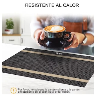 Foto 3 | Manteles Individuales Antideslizantes Negro 10 Piezas