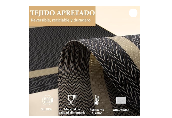 Foto 4 pulgar | Mantel Individual Negro Xtellar 6 Piezas