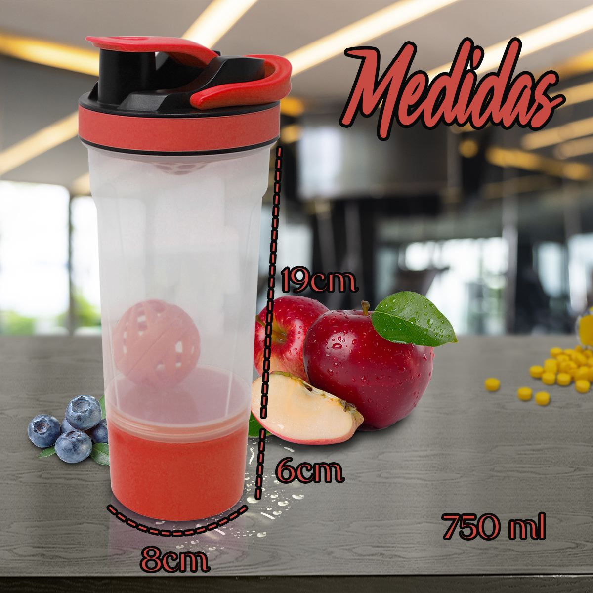 Foto 3 pulgar | Vaso Mezclador para Proteína Gym Nubisuave color Rojo