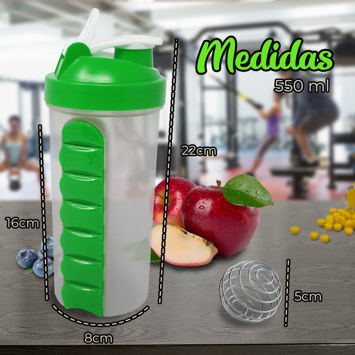 Foto 4 pulgar | Vaso Mezclador para Proteína Gym Nubisuave color Verde