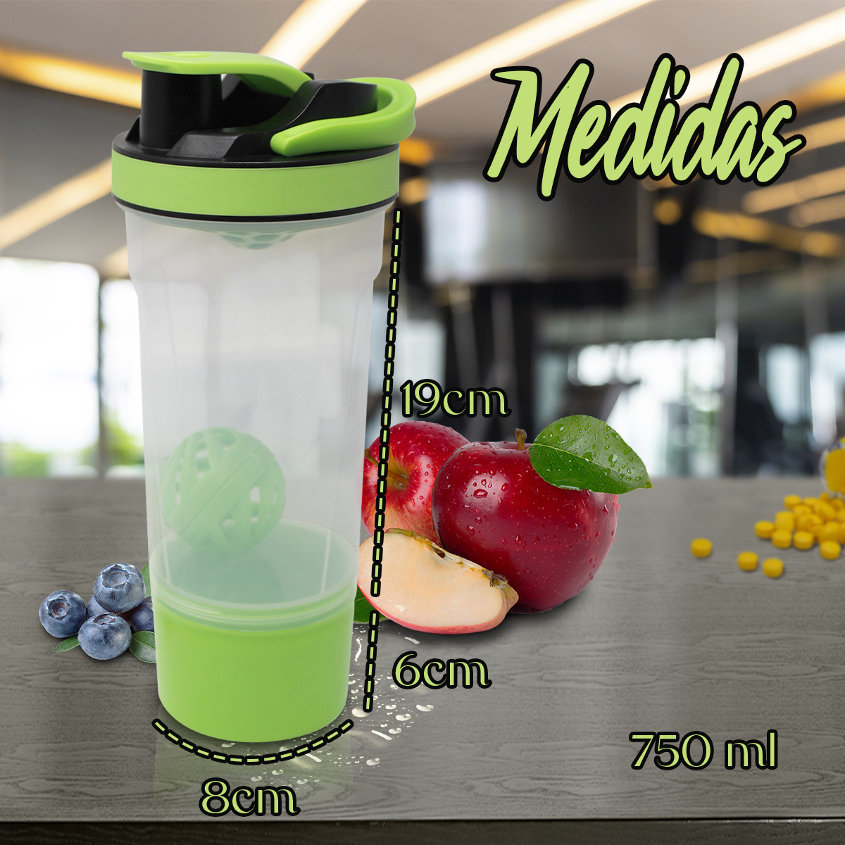 Foto 3 pulgar | Vaso Mezclador para Proteína Gym Nubisuave color Verde