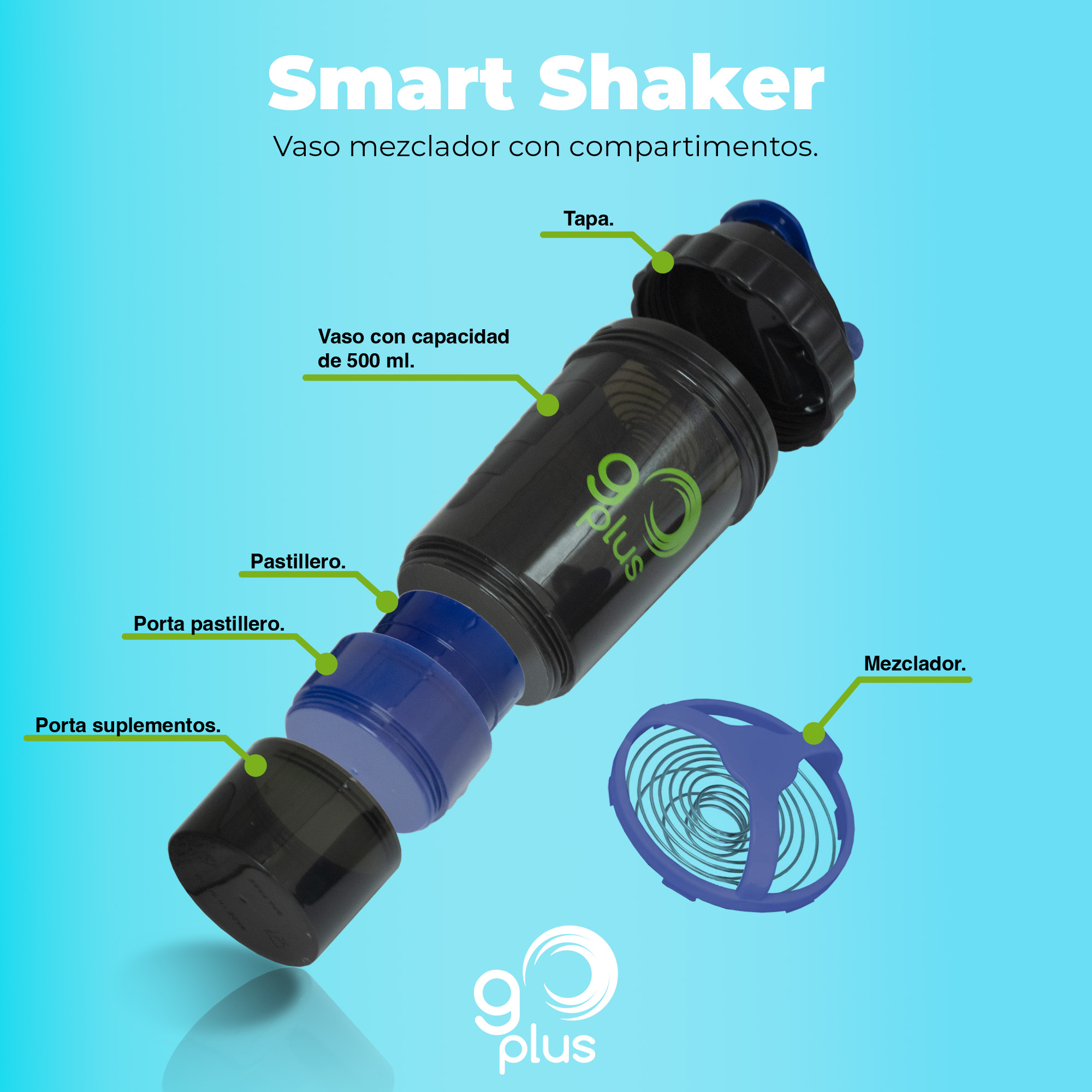 Foto 3 pulgar | Dos Smart Shaker con Azul Go Plus color Negro