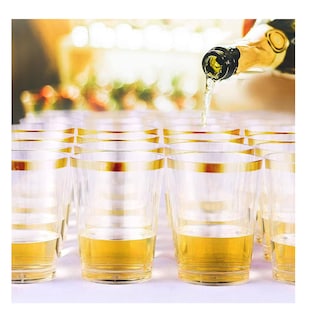 Foto 3 | Vasos Elegantes Desechables De Plástico 12 Oz De Fiesta 100 Pzs, Dorado/transparente