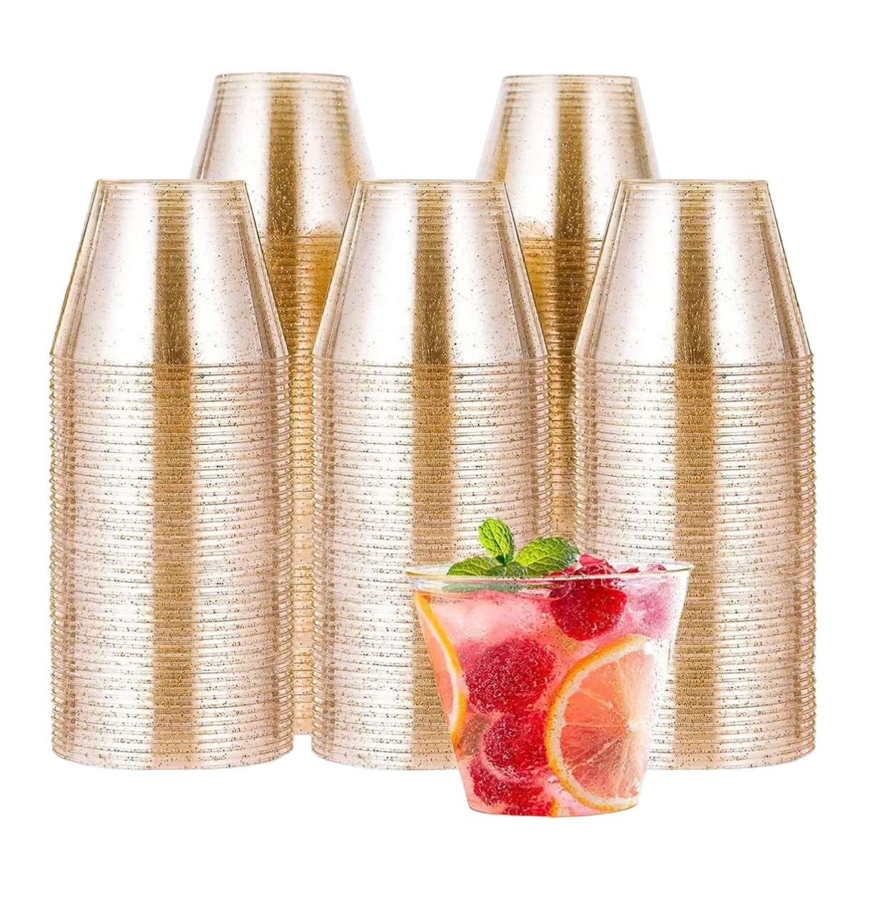 Vasos De 9 Oz Desechables Elegantes Para Fiesta 100 Pzs, Dorado