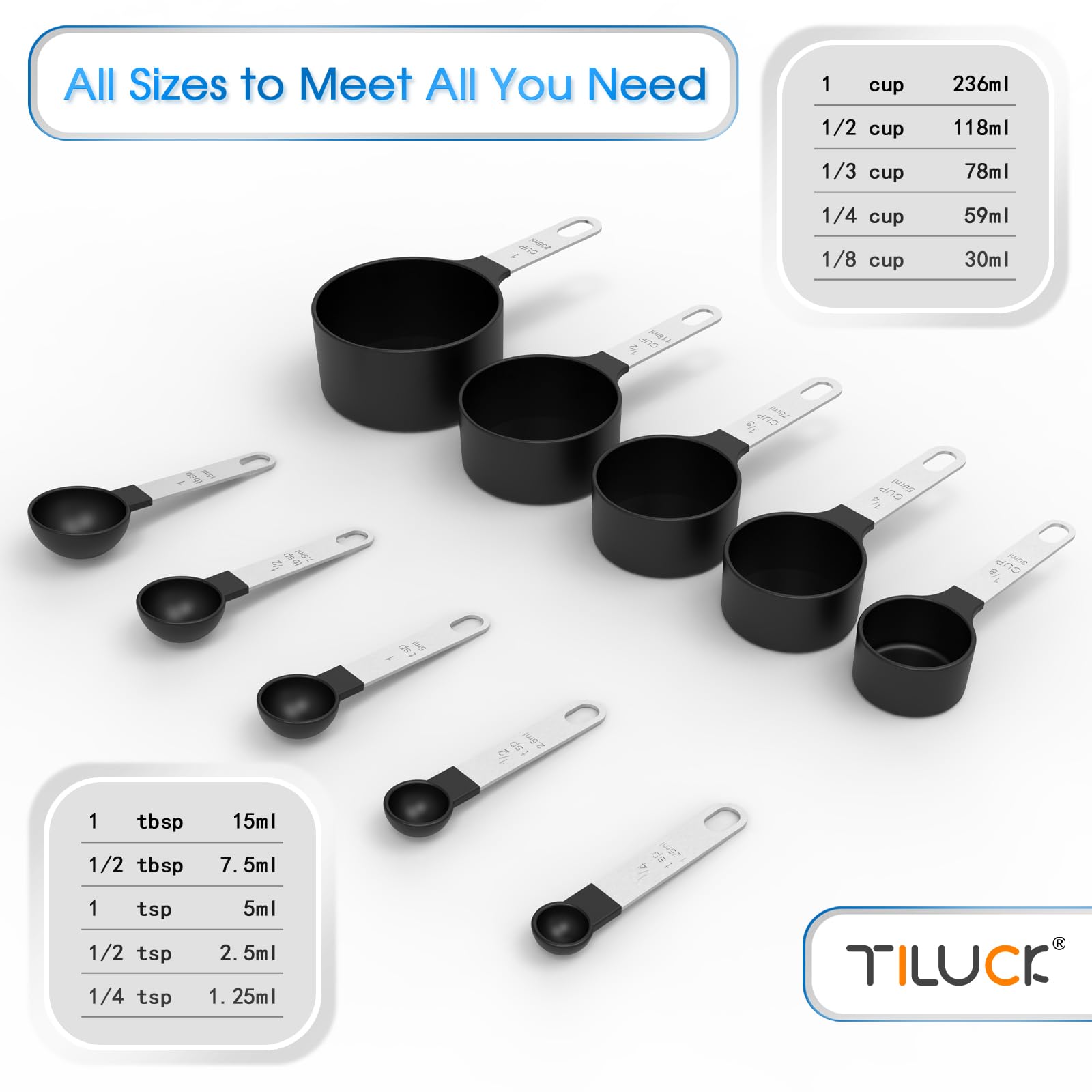 Foto 4 pulgar | Juego De Tazas Y Cucharas Dosificadoras Tiluck Apilables Con Set De Acero Inoxidable - Venta Internacional.