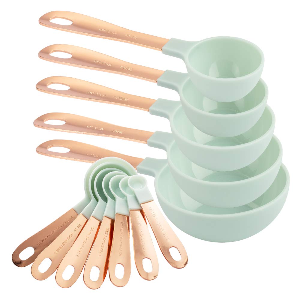 Juego De Tazas Y Cucharas Medidoras Cook With Color, 12 Piezas, Color Menta - Venta Internacional.