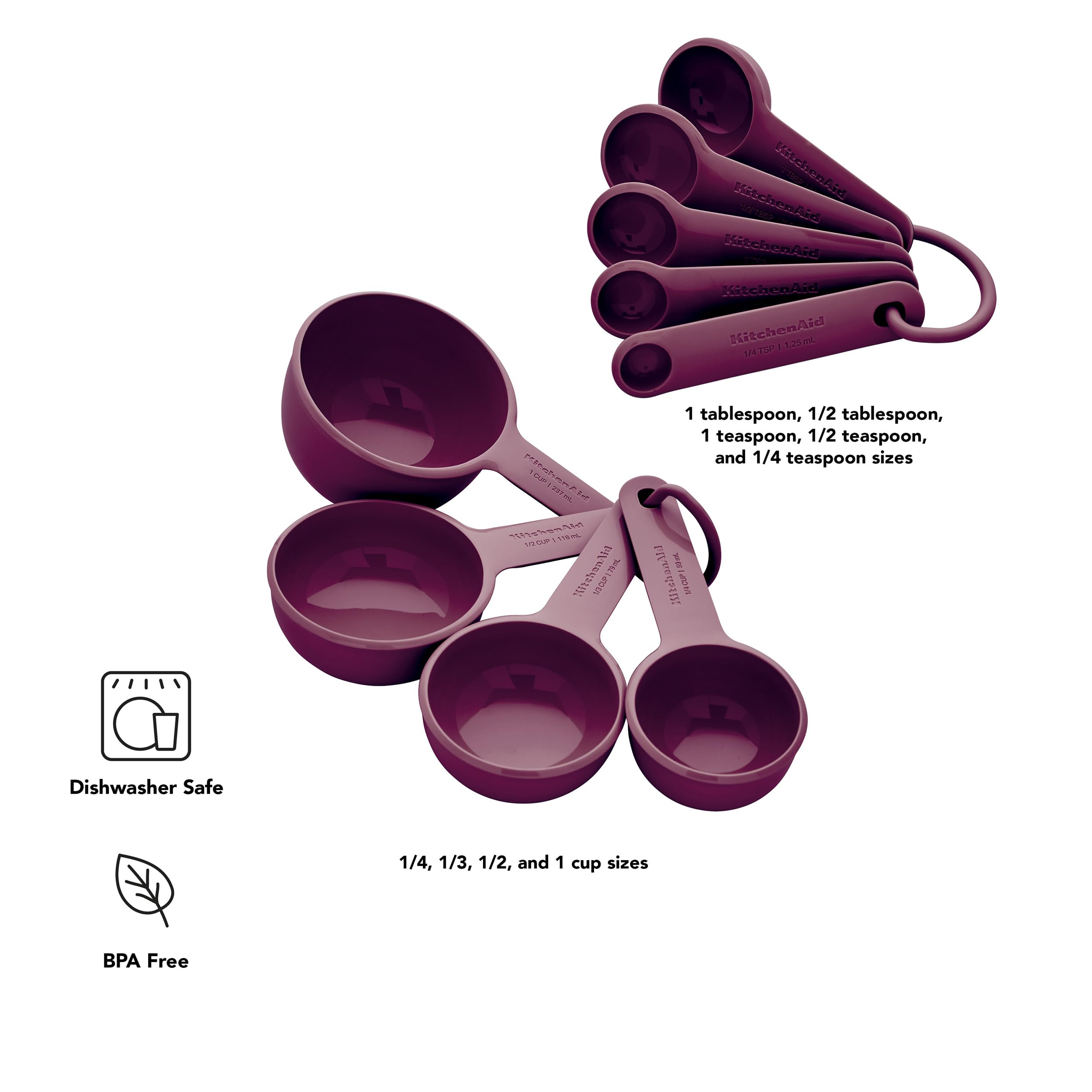 Foto 3 pulgar | Juego De Tazas Medidoras Y Cucharas Kitchenaid Beetroot, 9 Piezas - Venta Internacional.