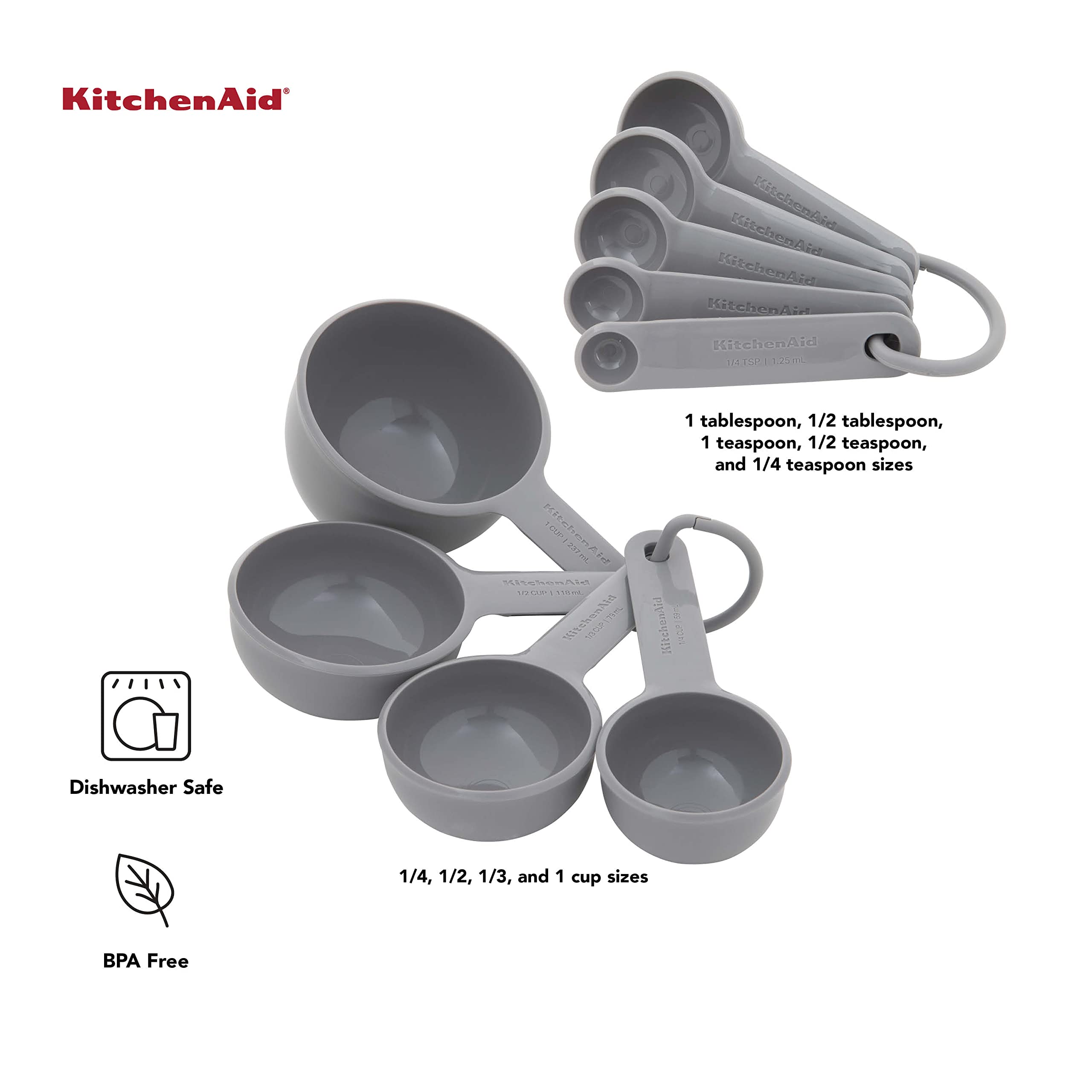 Foto 4 pulgar | Juego De Tazas Y Cucharas Medidoras Kitchenaid Universal De 9 Piezas, Color Gris - Venta Internacional.