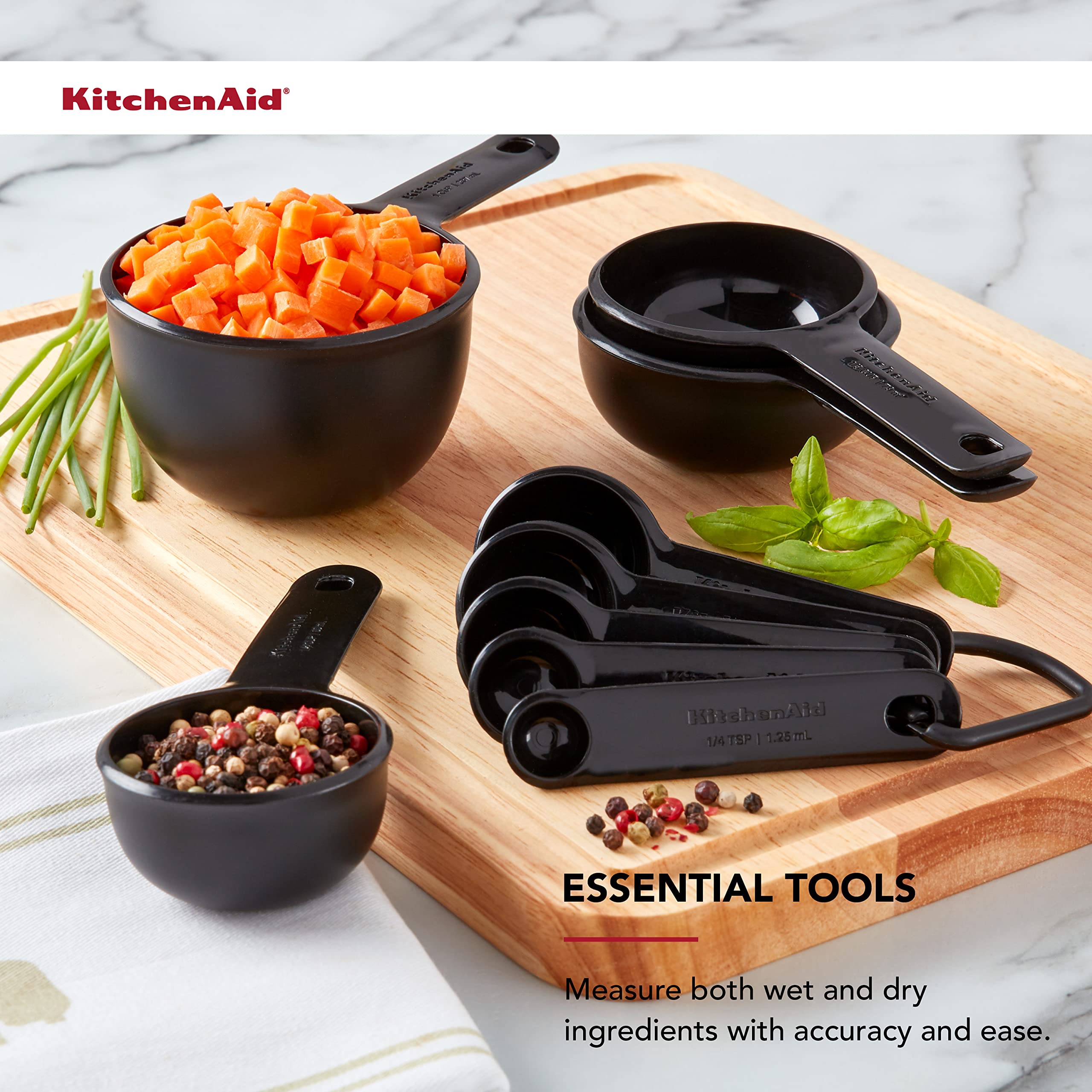 Foto 5 | Juego De Tazas Y Cucharas Medidoras Kitchenaid Universal De 9 Piezas, Color Negro - Venta Internacional.