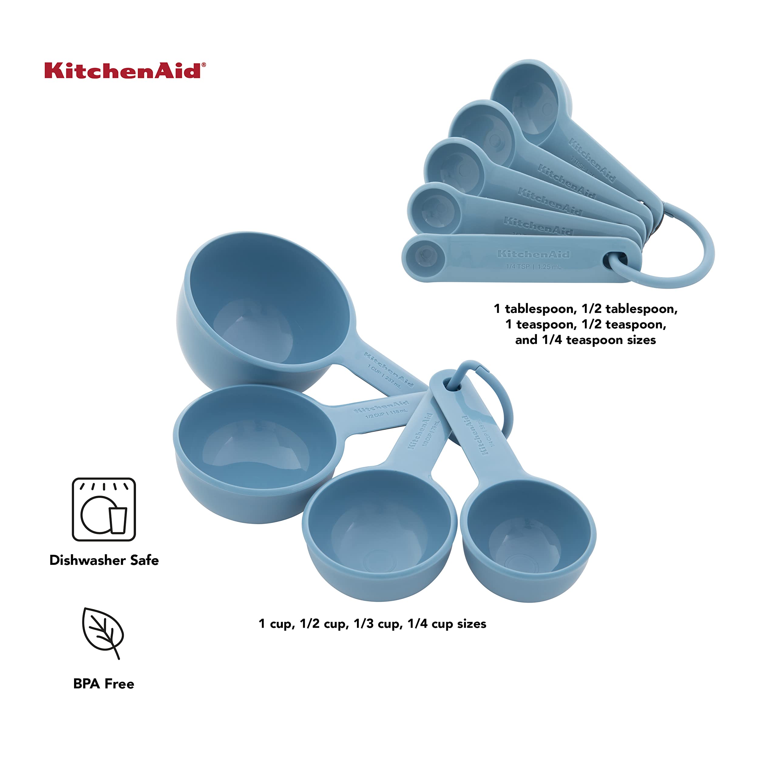 Foto 4 pulgar | Juego De Tazas Y Cucharas Medidoras Kitchenaid Universal De 9 Piezas, Color Azul - Venta Internacional.