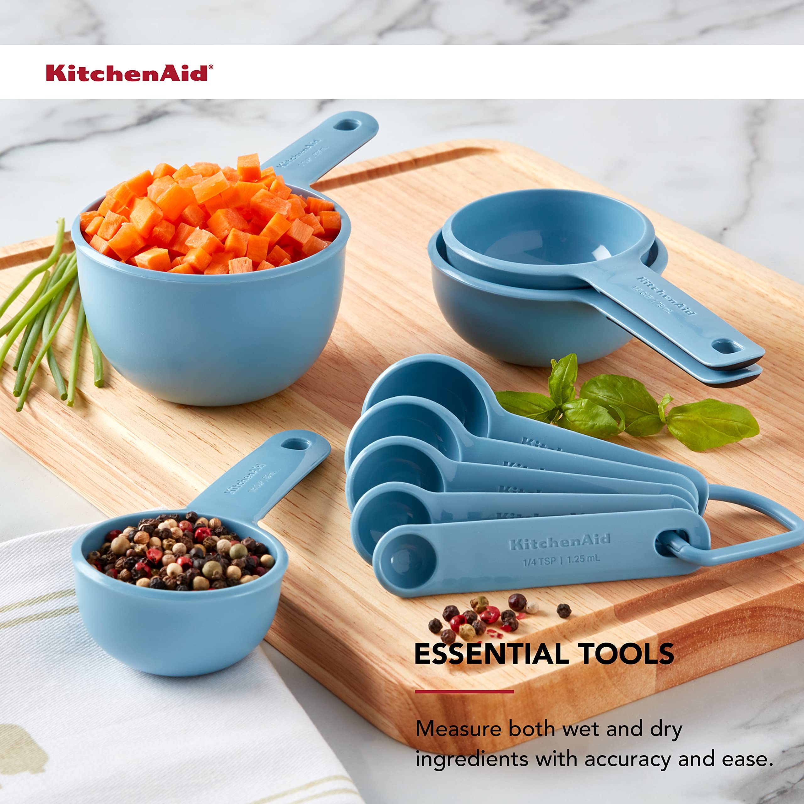 Foto 6 pulgar | Juego De Tazas Y Cucharas Medidoras Kitchenaid Universal De 9 Piezas, Color Azul - Venta Internacional.