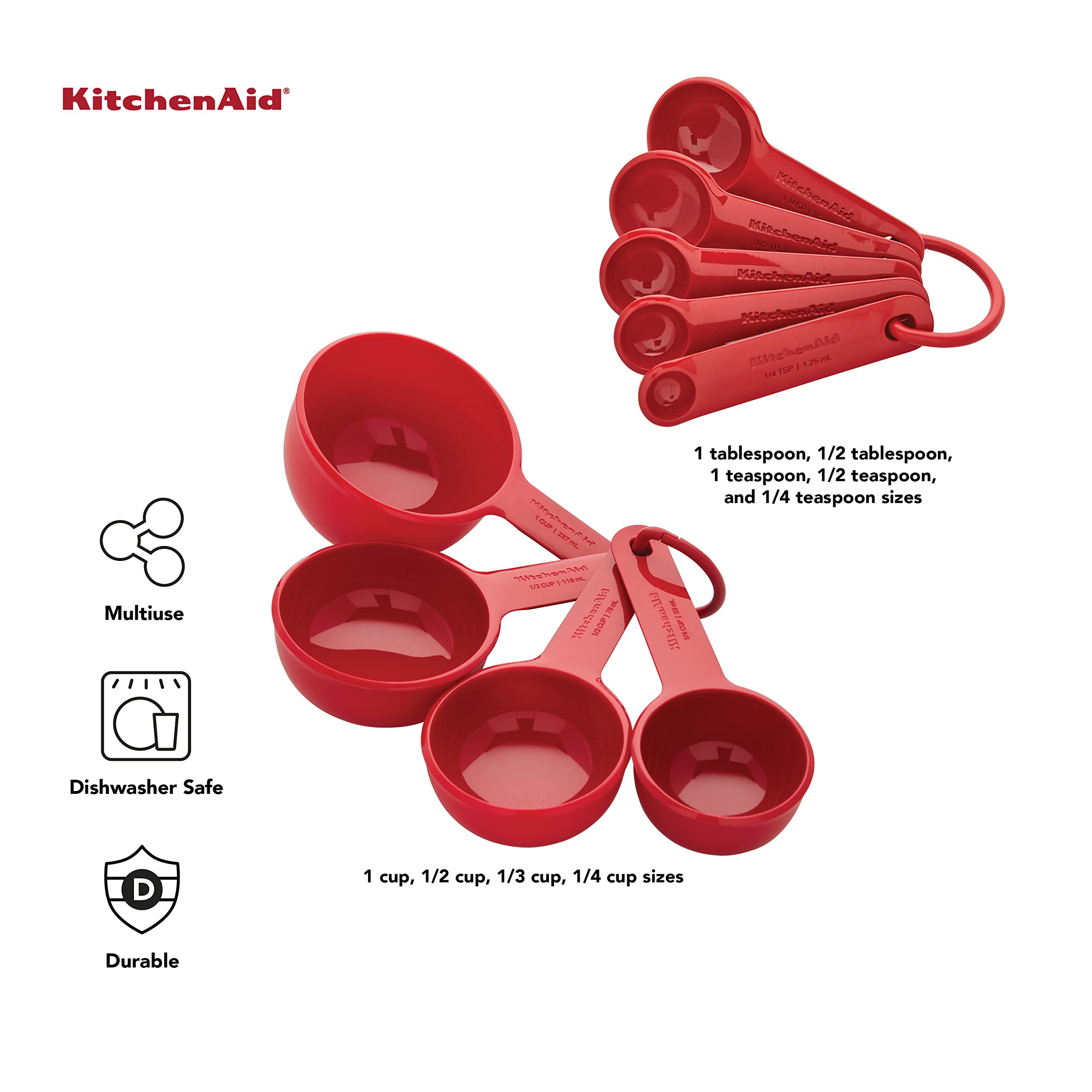 Foto 3 pulgar | Juego de Tazas y Cucharas Medidoras Kitchenaid Universal Rojo 9 Piezas - Venta Internacional