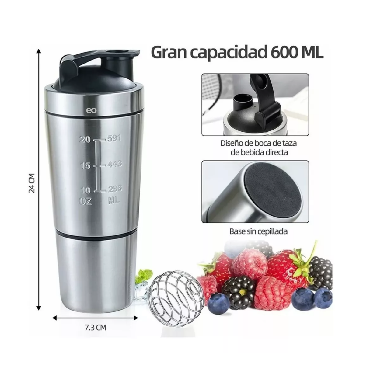 Foto 3 pulgar | Vaso Mezclador Shaker De Gimnasio Eo Safe Imports Esi-8243 Plata