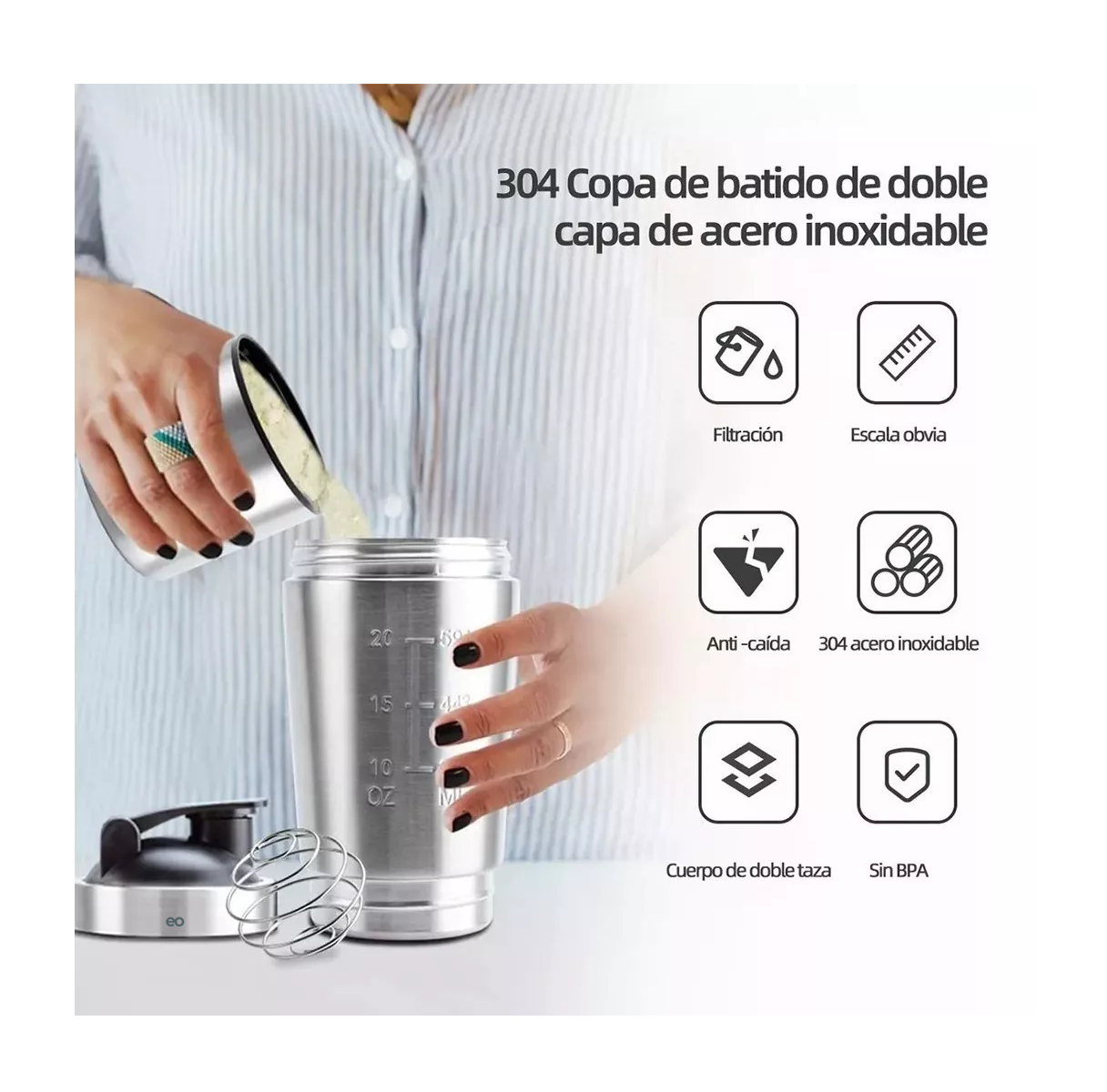 Foto 6 pulgar | Vaso Mezclador Shaker De Gimnasio Eo Safe Imports Esi-8243 Plata
