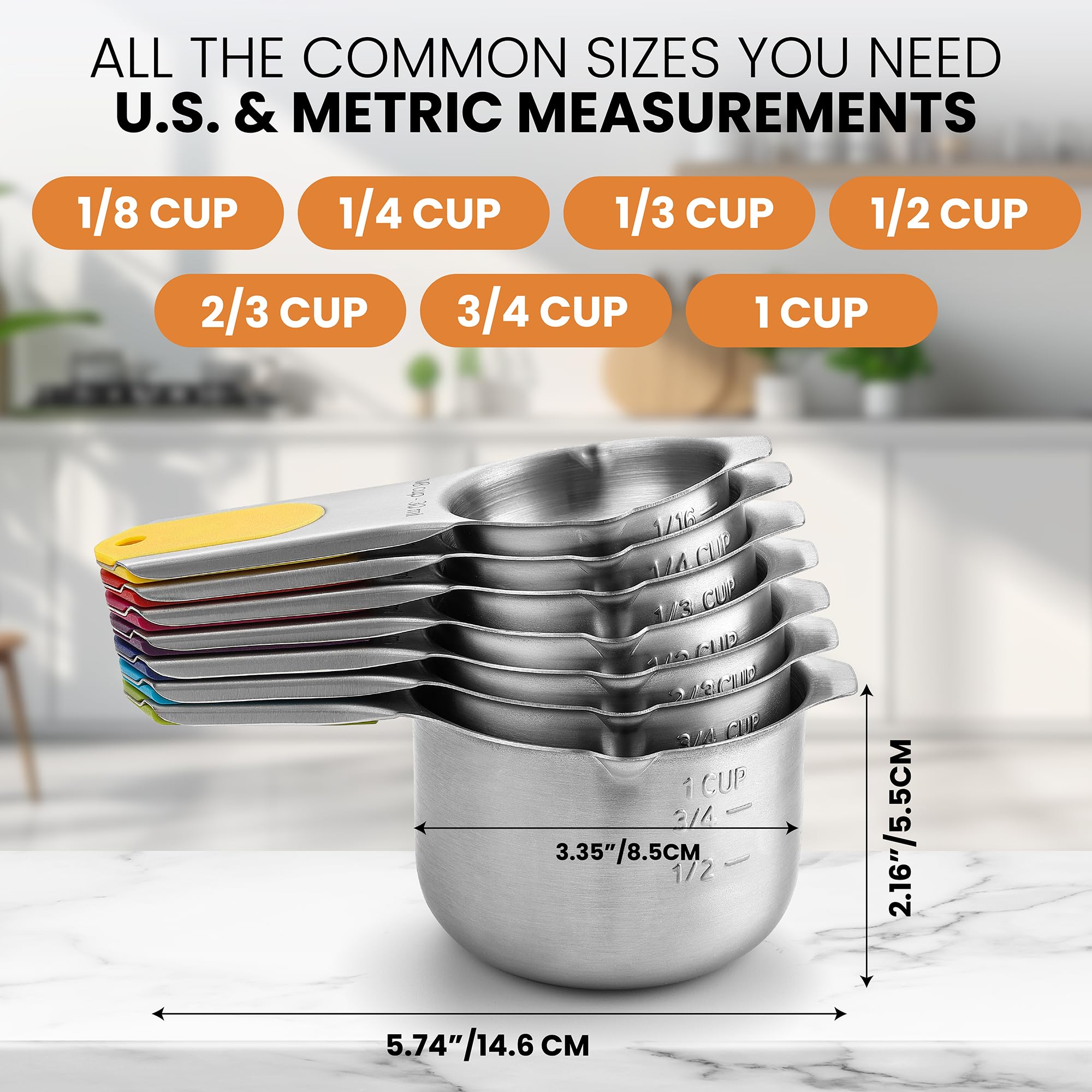 Foto 5 | Juego De 7 Tazas Medidoras Spring Chef Magnéticas De Acero Inoxidable - Venta Internacional.