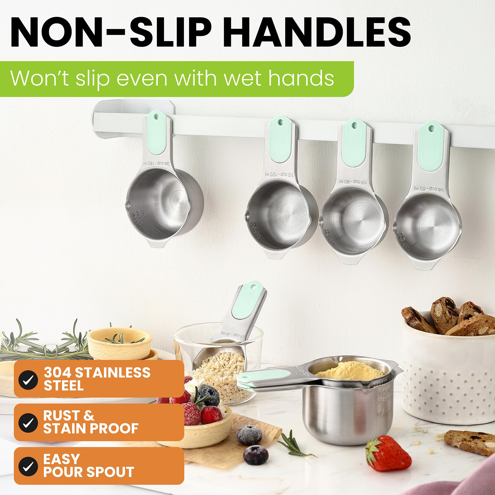 Foto 4 pulgar | Juego De 7 Tazas Medidoras Spring Chef Magnéticas De Acero Inoxidable - Venta Internacional.