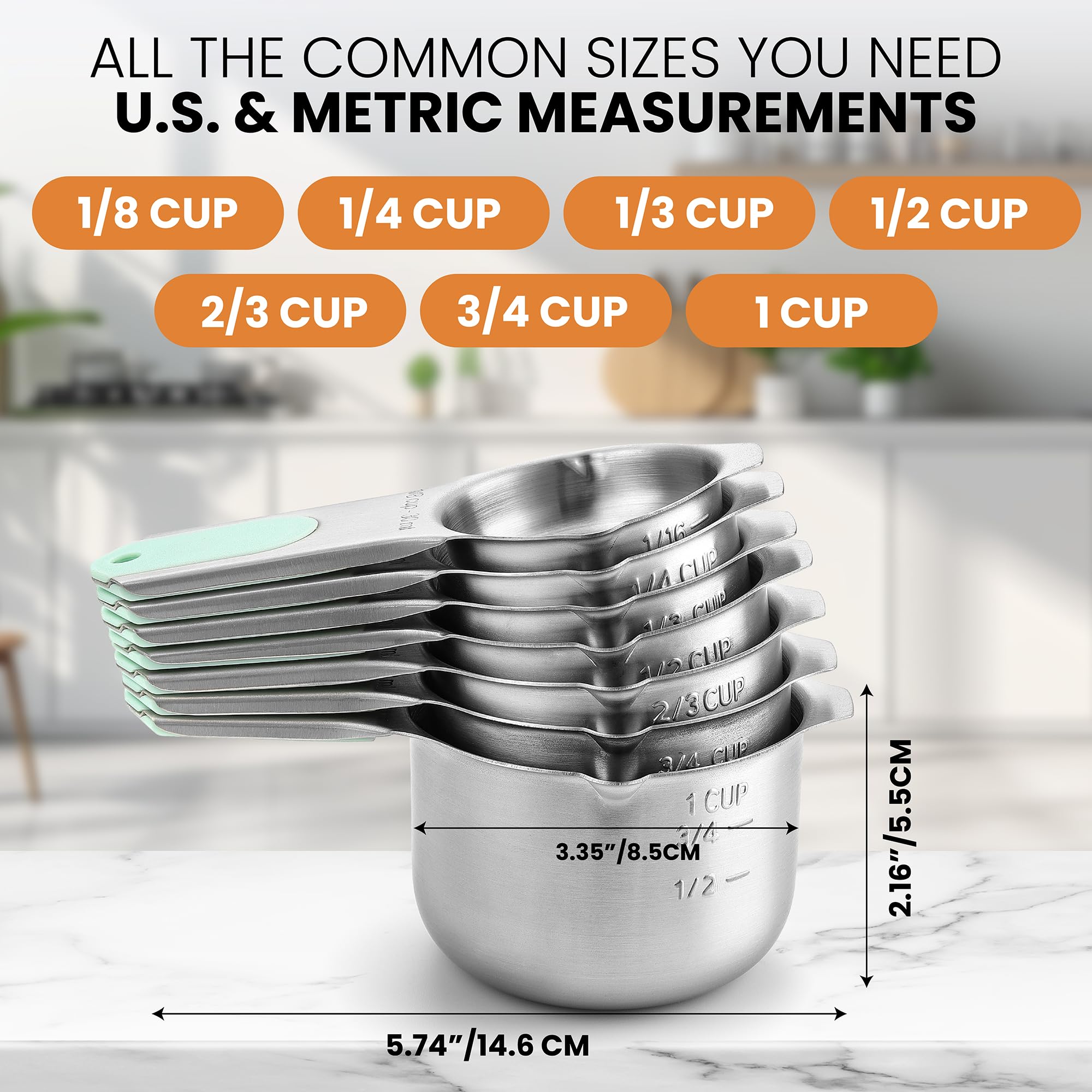 Foto 6 pulgar | Juego De 7 Tazas Medidoras Spring Chef Magnéticas De Acero Inoxidable - Venta Internacional.
