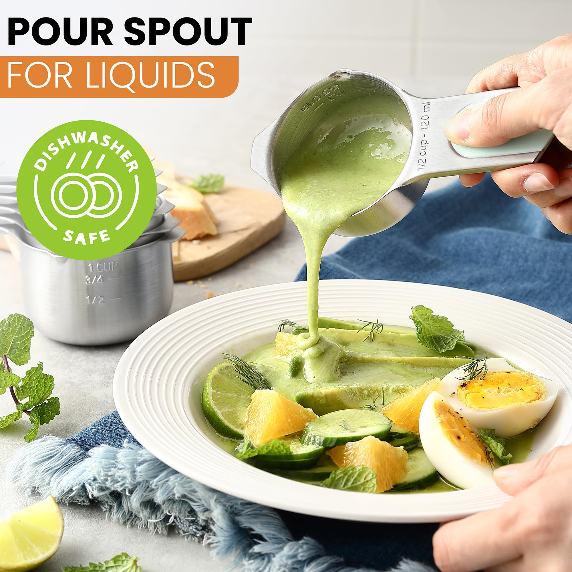 Foto 6 | Juego De 7 Tazas Medidoras Spring Chef Magnéticas De Acero Inoxidable - Venta Internacional.