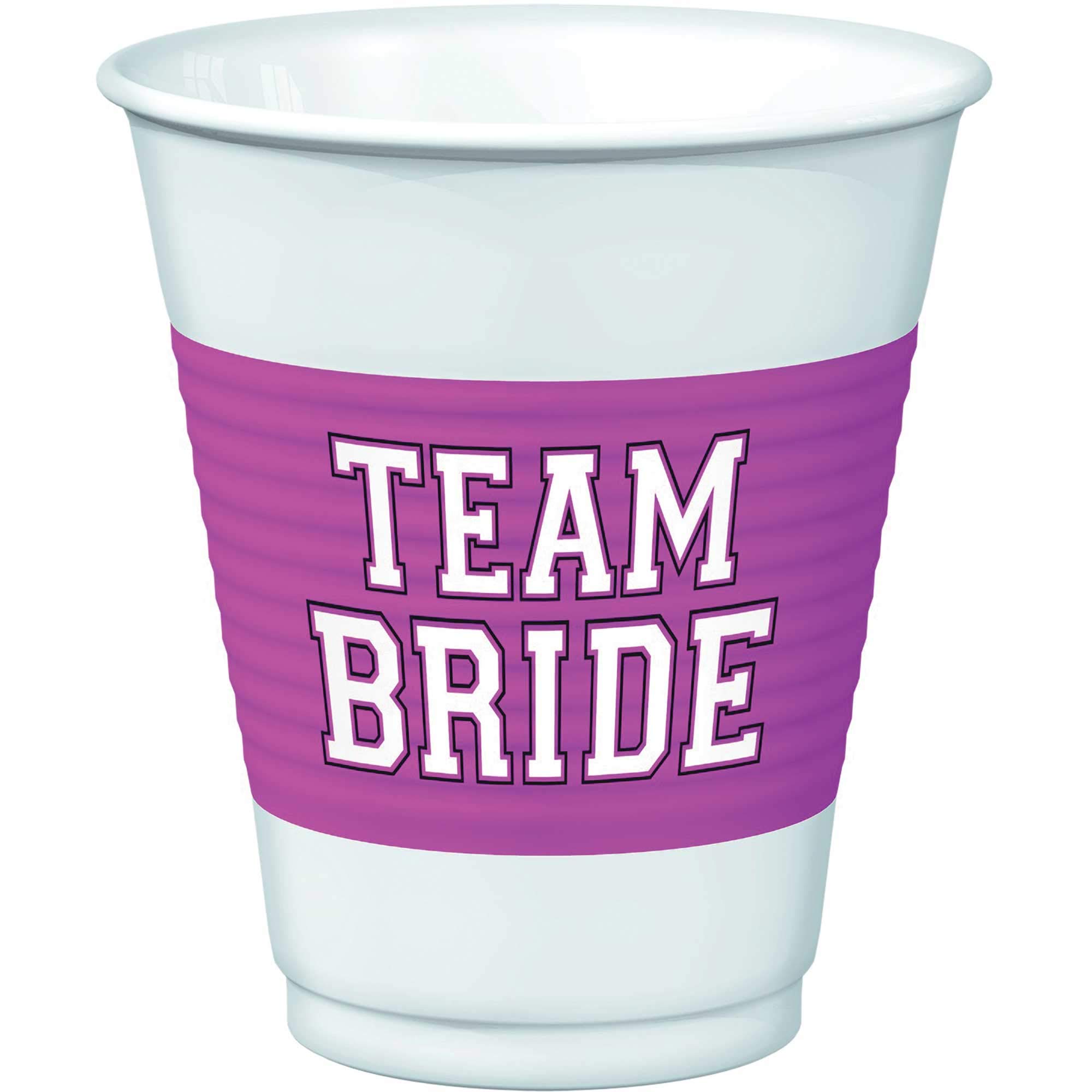 Foto 2 pulgar | Vasos De Plástico Amscan Team Bride Wedding, Blancos Y Rosas, 473 Ml X25 - Venta Internacional.