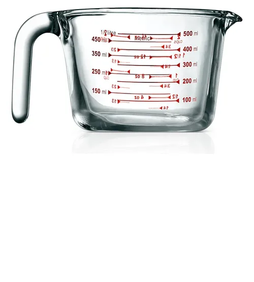 Taza Xtellar Medidora De Vidrio De 500 Ml Nutrichef Seguro Blanco