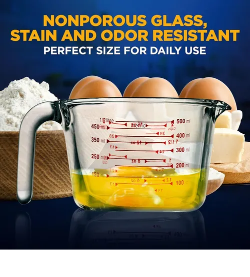 Foto 4 pulgar | Taza Xtellar Medidora De Vidrio De 500 Ml Nutrichef Seguro Blanco