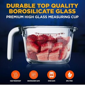 Foto 5 | Taza Xtellar Medidora De Vidrio De 500 Ml Nutrichef Seguro Blanco