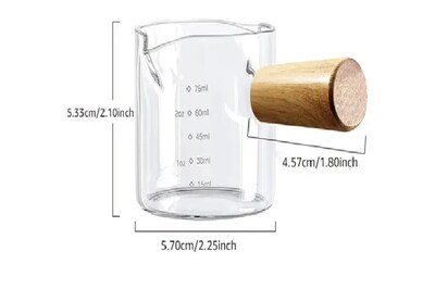 Foto 3 | Taza Xtellar Medidora De Café Barista Cristal Mango De Madera 75 Ml
