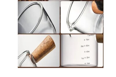 Foto 4 | Taza Xtellar Medidora De Café Barista Cristal Mango De Madera 75 Ml