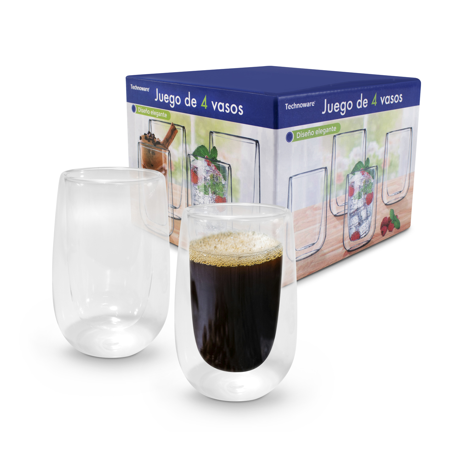 Foto 2 pulgar | Vaso Doble Pared 400 Ml 4 Piezas