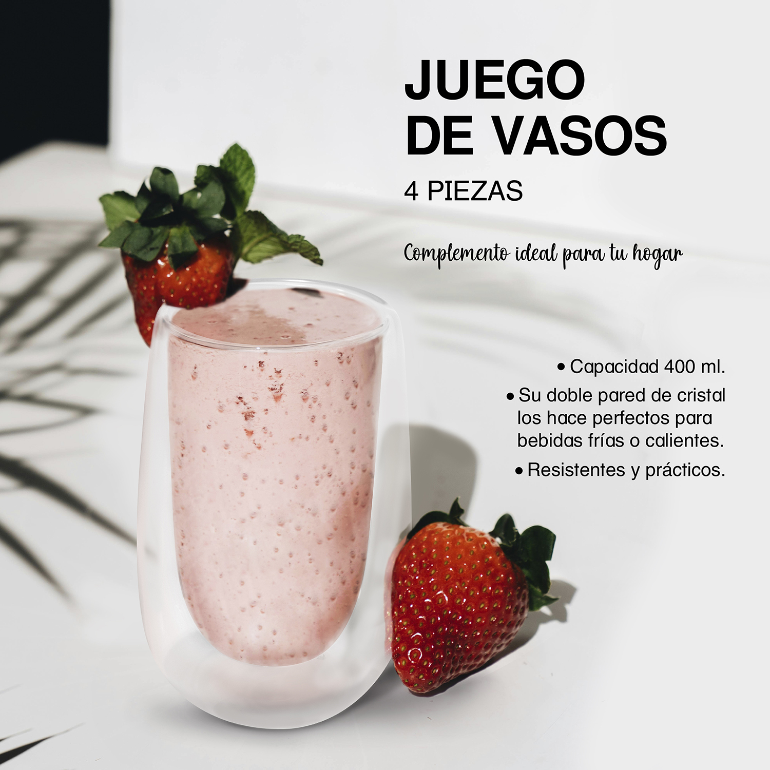 Foto 3 | Vaso Doble Pared 400 Ml 4 Piezas