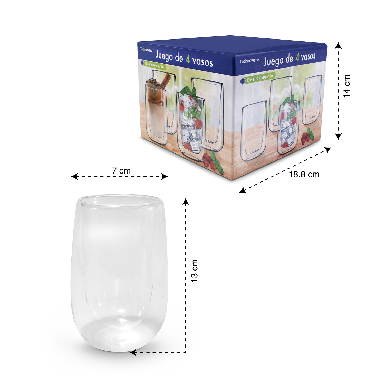 Foto 6 pulgar | Vaso Doble Pared 400 Ml 4 Piezas
