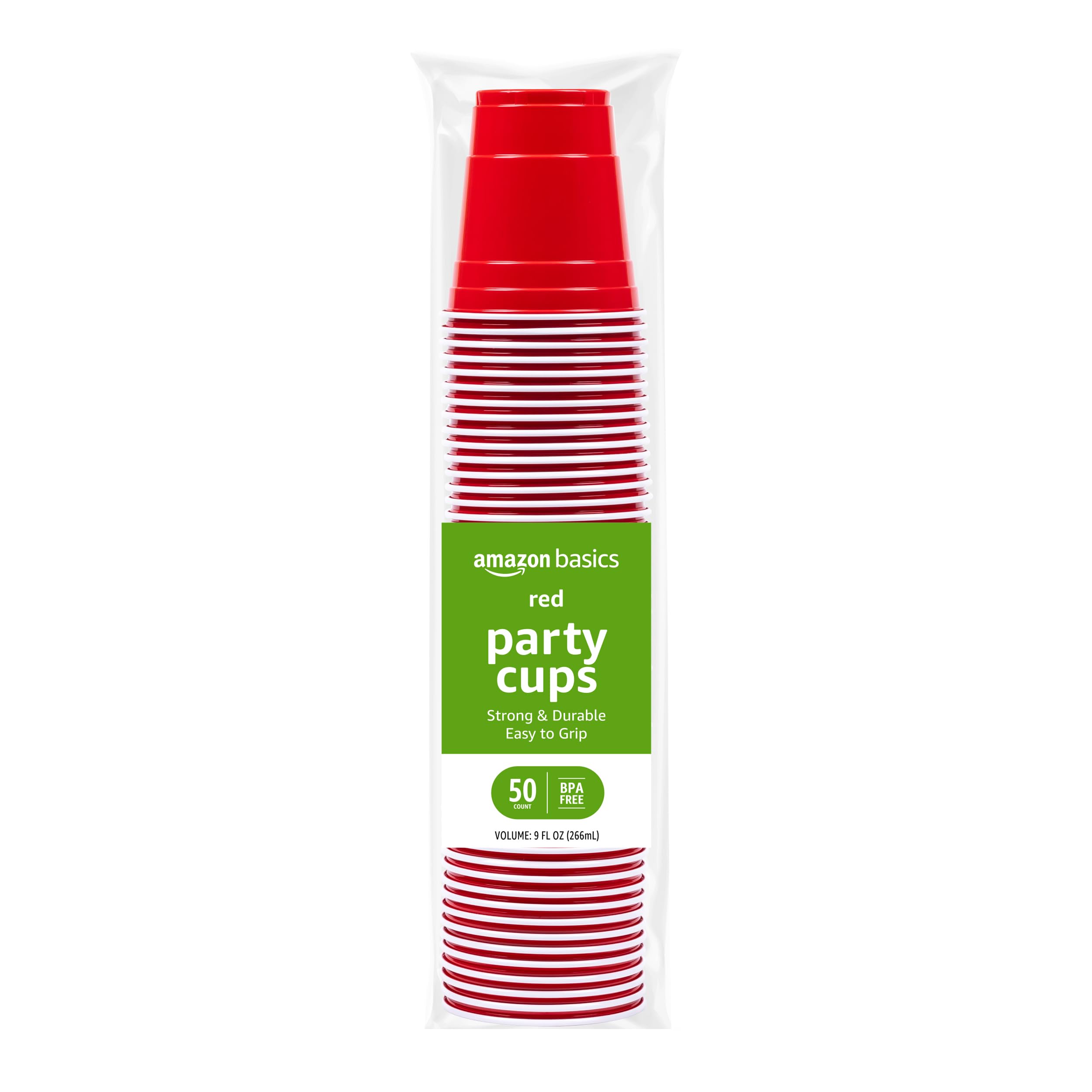 Foto 2 pulgar | Vasos Desechables De Plástico Para Fiestas Amazon Basics, 9 Oz, Rojos, 50 Unidades - Venta Internacional.