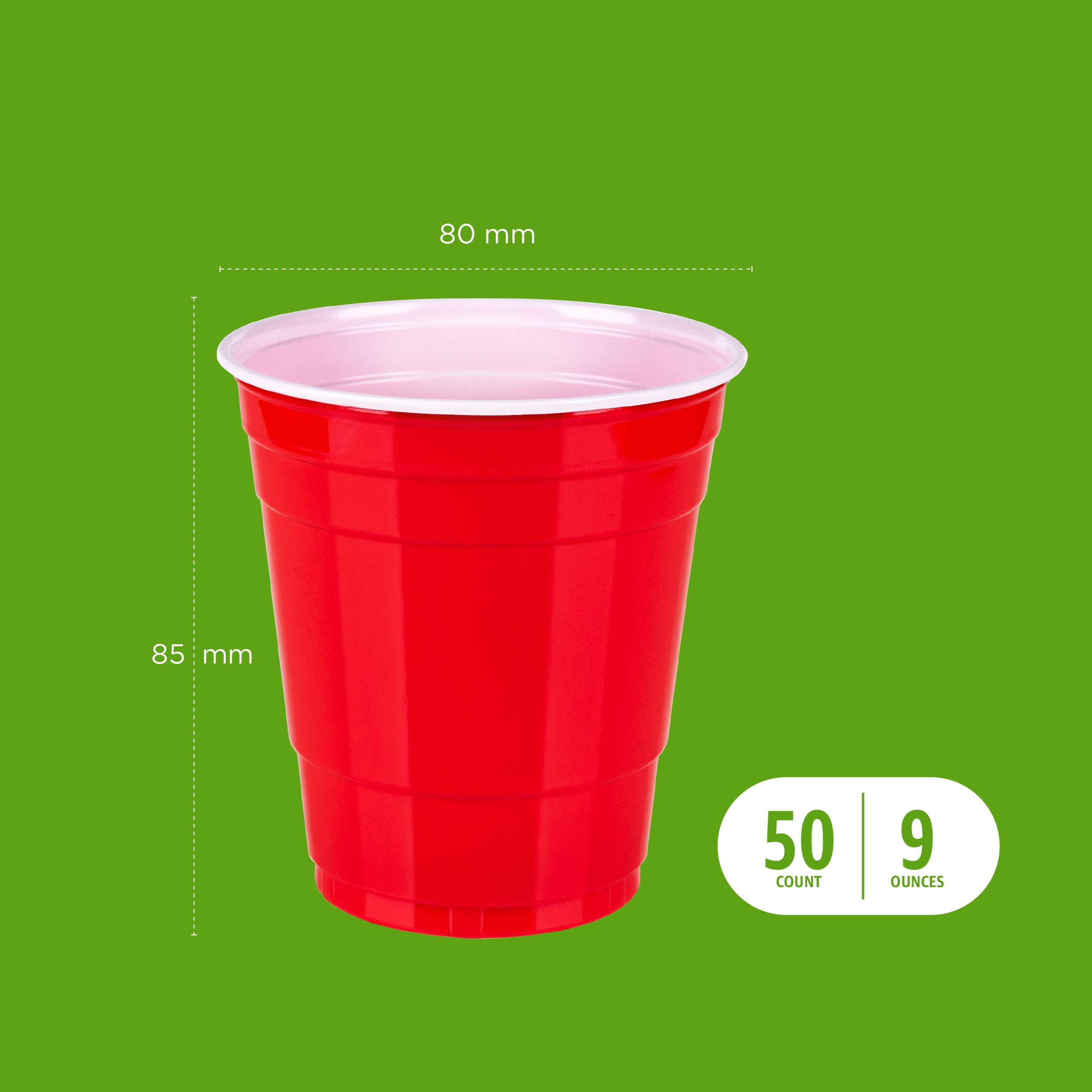 Foto 5 pulgar | Vasos Desechables De Plástico Para Fiestas Amazon Basics, 9 Oz, Rojos, 50 Unidades - Venta Internacional.