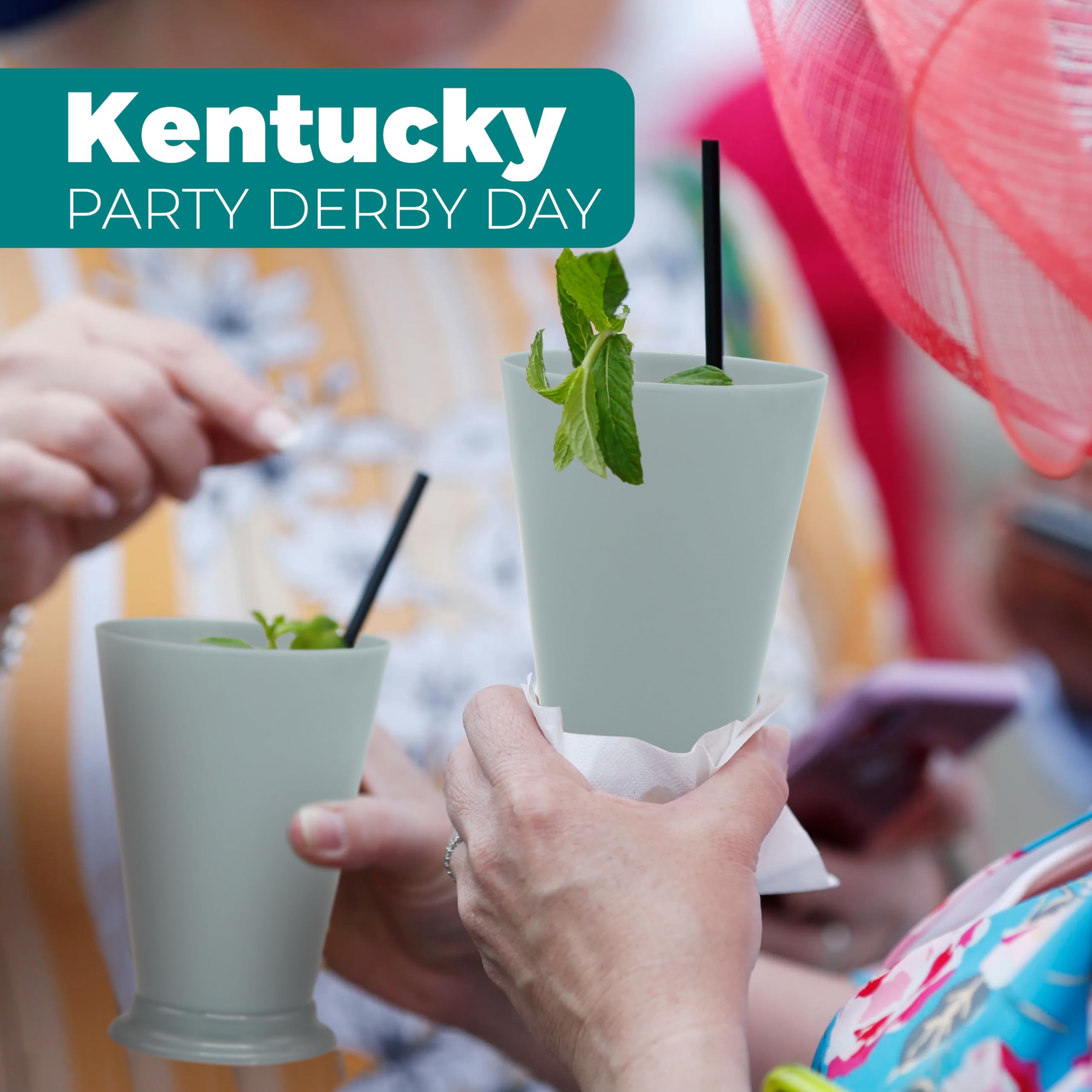 Foto 2 | Vasos De Plástico Mint Julep De 10 Ml, Paquete De 12 Unidades, Kentucky Party Derby - Venta Internacional.