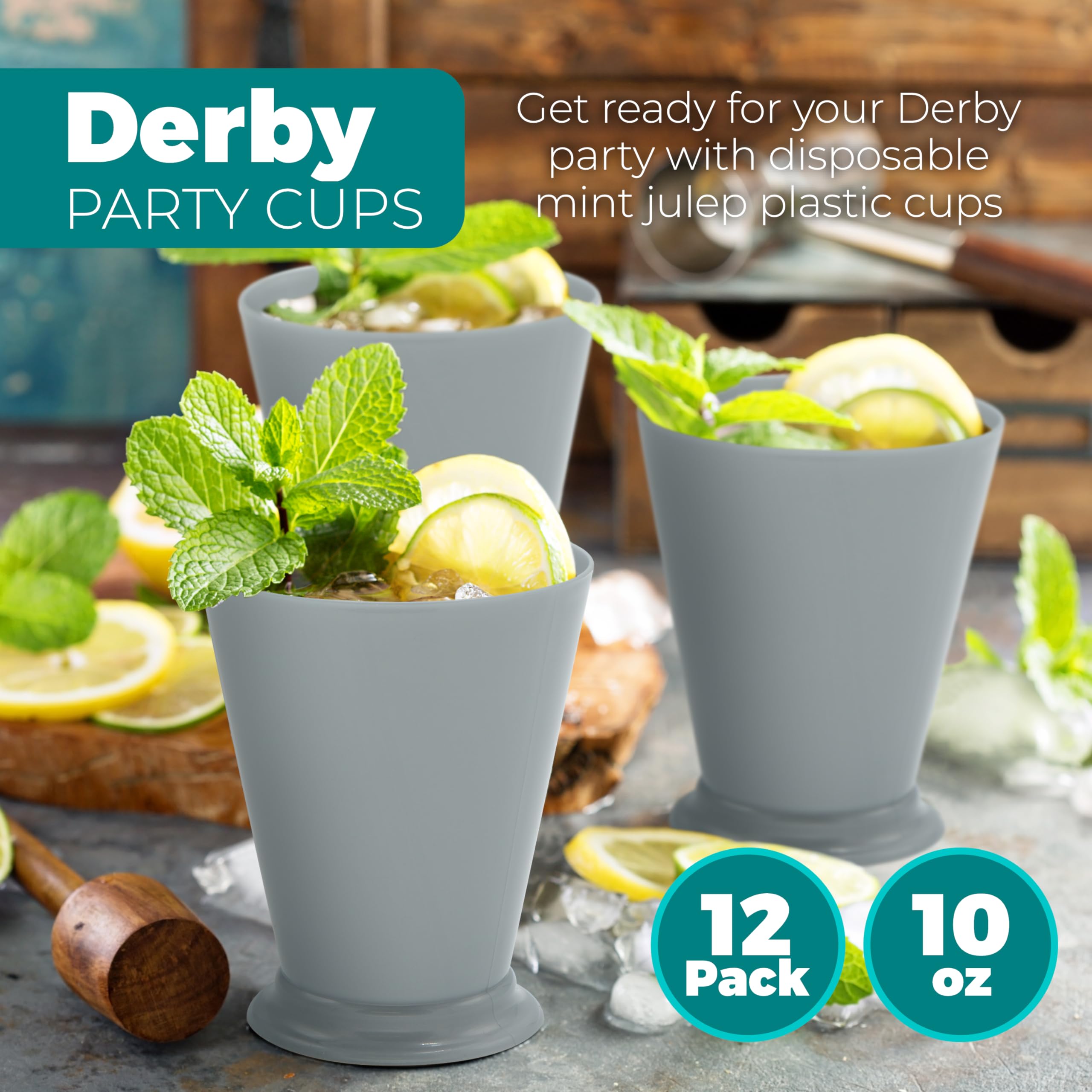 Foto 4 pulgar | Vasos De Plástico Mint Julep De 10 Ml, Paquete De 12 Unidades, Kentucky Party Derby - Venta Internacional.
