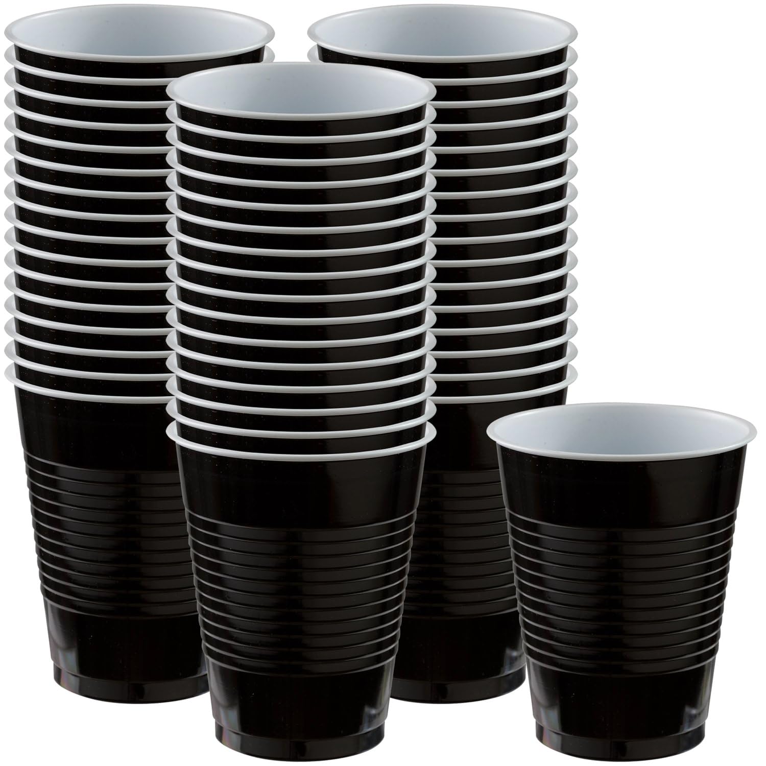 Foto 2 pulgar | Vasos De Plástico Amscan Premium, Negros, 532 Ml, 50 Unidades, Apilables - Venta Internacional.