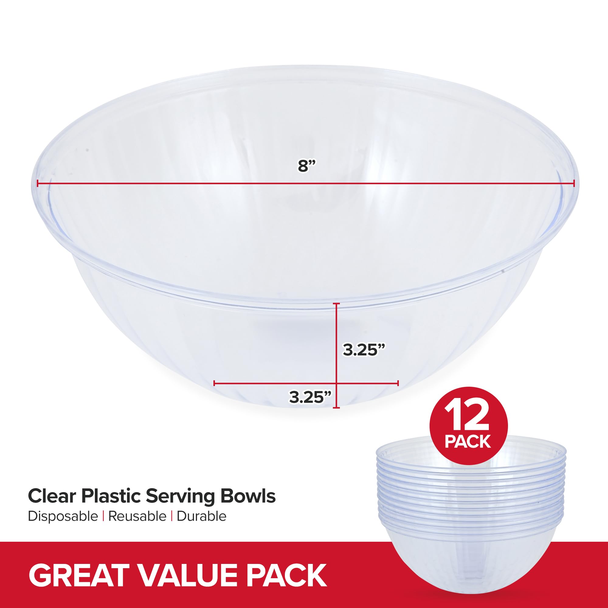 Foto 3 pulgar | Cuencos Para Servir Stock Your Home De Plástico Transparente De 1,4 L (paquete De 12) - Venta Internacional.