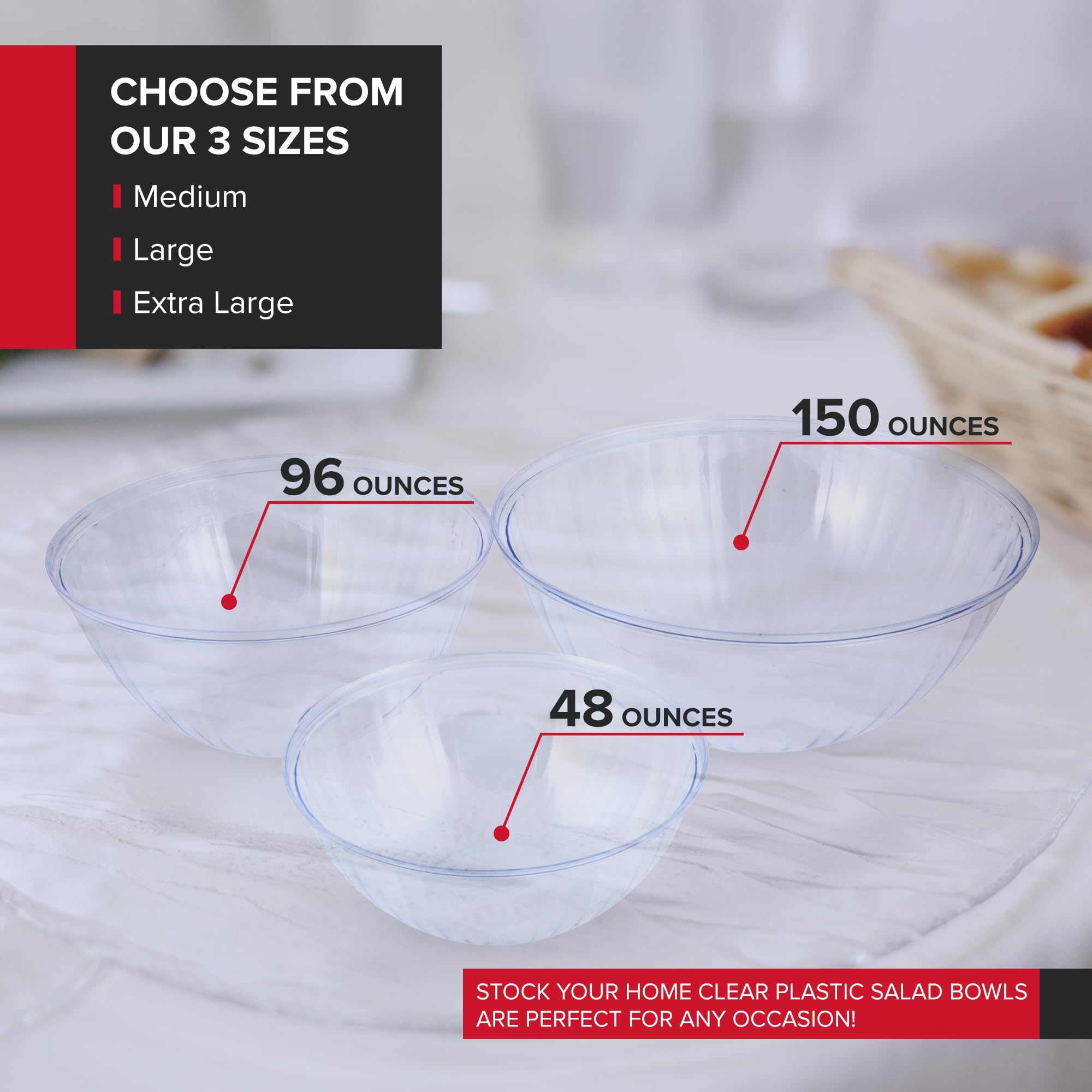 Foto 7 | Cuencos Para Servir Stock Your Home De Plástico Transparente De 1,4 L (paquete De 12) - Venta Internacional.
