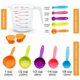 Foto 2 | Tazas Y Cucharas Medidoras 12pc De Cocina Repostería Vistoso Lab.g Multicolor