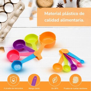 Foto 3 | Tazas Y Cucharas Medidoras 12pc De Cocina Repostería Vistoso Lab.g Multicolor