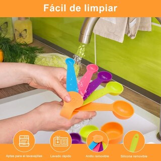 Foto 5 | Tazas Y Cucharas Medidoras 12pc De Cocina Repostería Vistoso Lab.g Multicolor