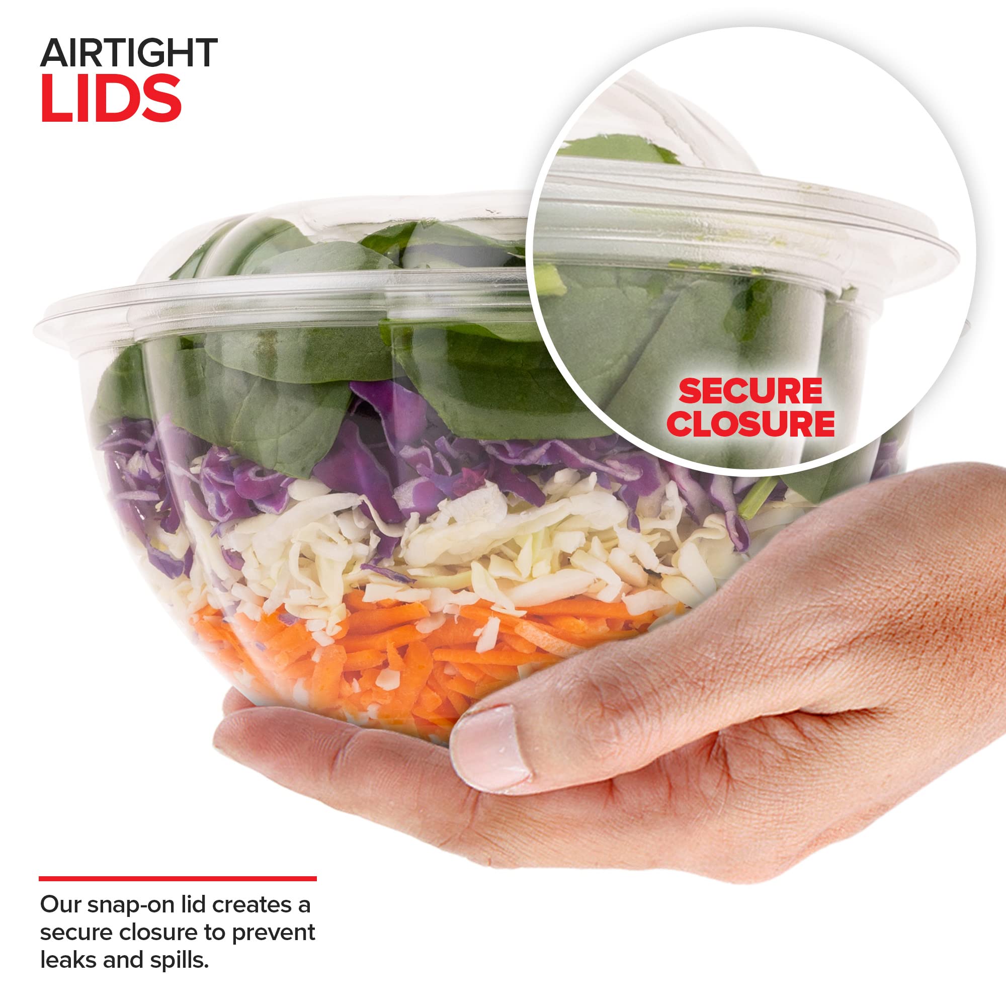 Foto 5 pulgar | Ensaladeras Desechables Stock Your Home, 950 Ml Con Tapas (paquete De 50) - Venta Internacional.