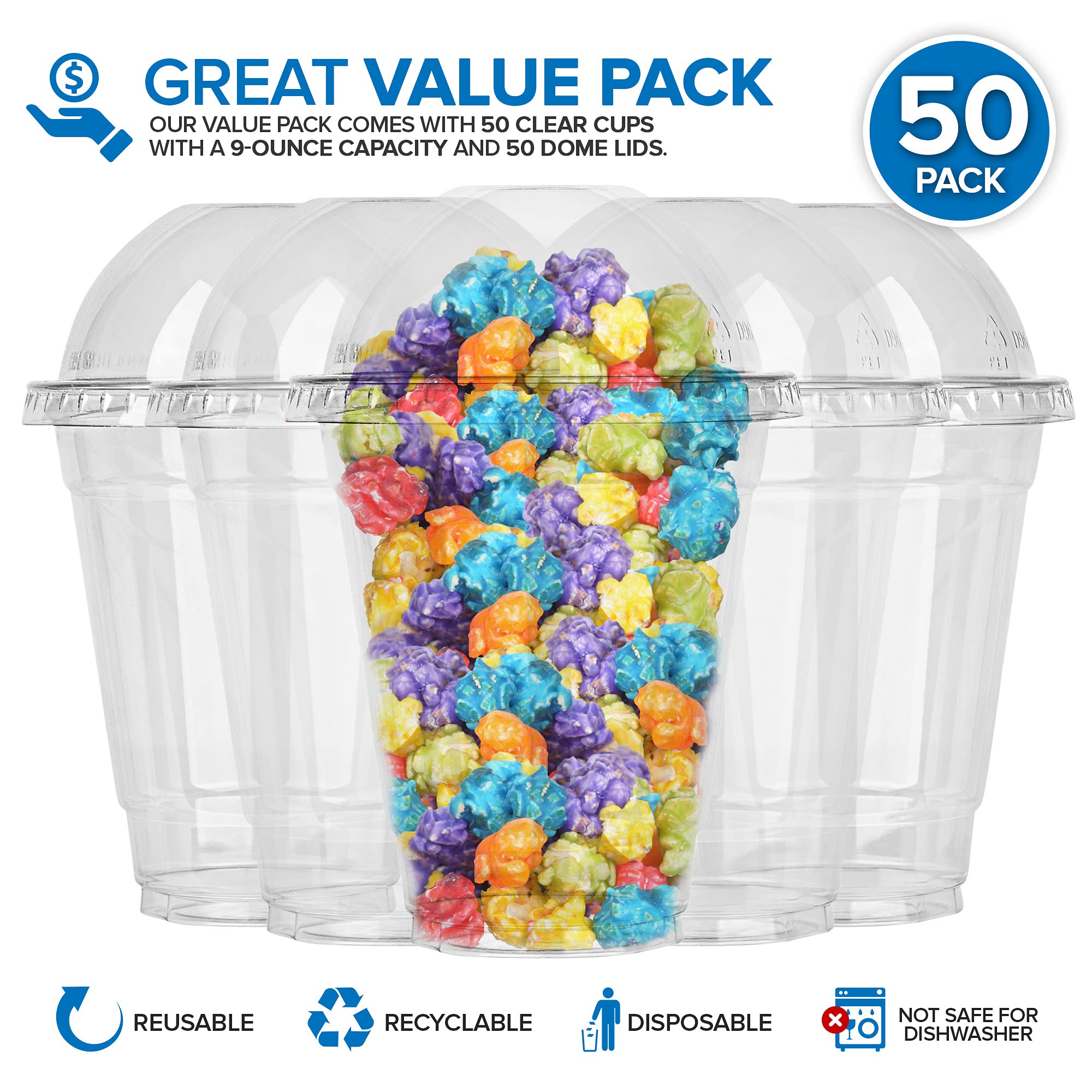 Foto 4 pulgar | Vasos De Plástico Para Postres Stock Your Home 350 Ml Con Tapas (juego De 50) - Venta Internacional.