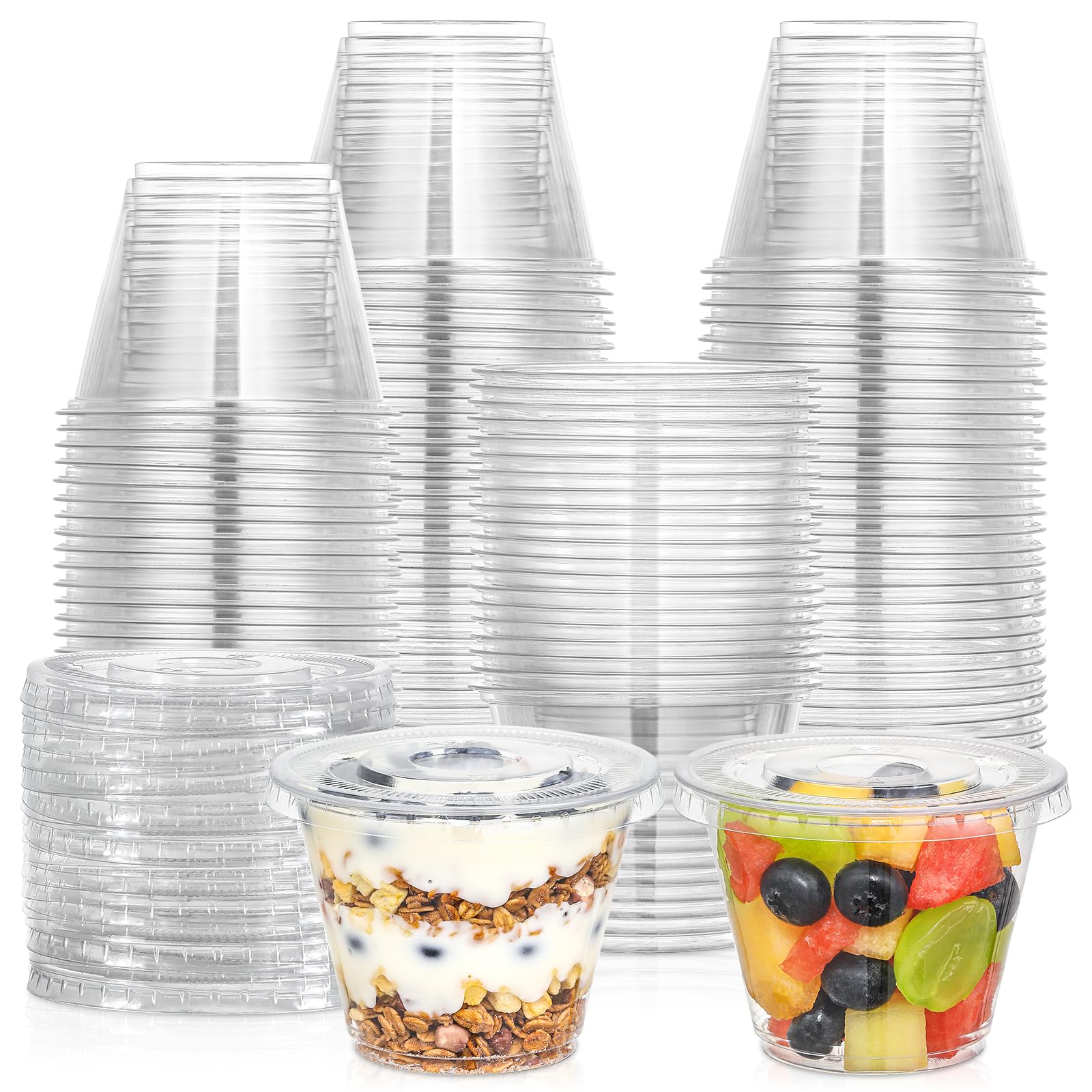 Foto 2 pulgar | Vasos De Plástico Aozita De 9 Oz (100 Juegos) Con Tapas Planas Para Bebidas Frías - Venta Internacional.